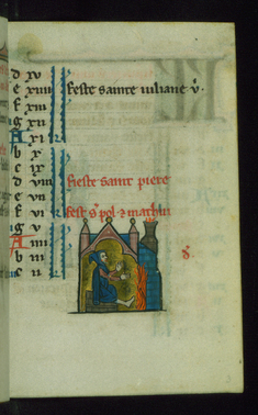 Image for Leaf from Book of Hours: February Calendar, Man Warming Himself by a Fire