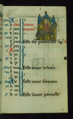Image for Leaf from Book of Hours: May Calendar, Falconer Riding a Horse