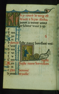 Image for Leaf from Book of Hours: June Calendar, Man Plowing a Field