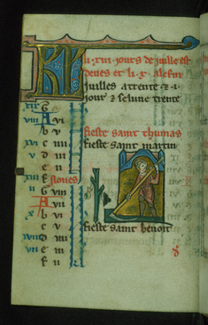 Image for Leaf from Book of Hours: July Calendar, Man Harvesting with a Scythe