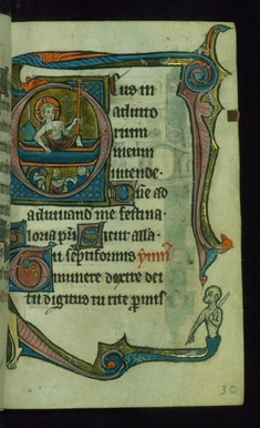 Image for Leaf from Book of Hours: Sext, Initial "D" with Resurrection and Marginal Drollery of an Ape Pointing