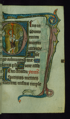 Image for Leaf from Book of Hours: Prime, Initial "D" with the Flagellation and Marginal Drollery of a Bird