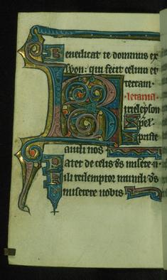 Image for Leaf from Book of Hours: Litany, Decorated Initial "K"