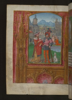 Image for Leaf from Aussem Hours: Seven Penitenial Psalms, David Sees Bathsheba Bathing and Illusionistic Architecture in Margins