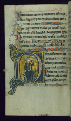 Image for Leaf from Psalter: Psalm 38, Initial D with David Pointing to Mouth before the Face of God