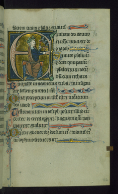 Image for Leaf from Psalter: Psalm 80, Initial E with David Playing Bells