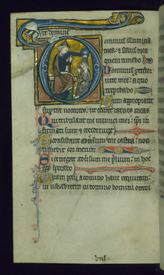 Image for Leaf from Psalter: Psalm 26, Initial D with David Anointed by Samuel