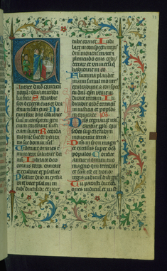 Image for Leaf from Breviary: Psalm 97, Initial C with Elevation of the Host and a Man Kneeling