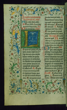 Image for Leaf from Breviary: Pentecost Vigil from Temporale, Initial L with the Holy Spirit as a Dove