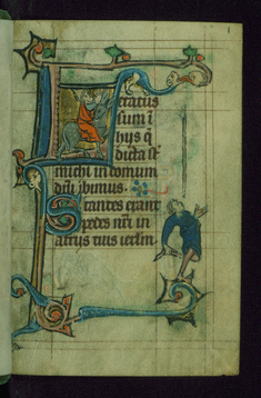 Image for Leaf from Book of Hours: Prime from Hours of the Virgin, Initial L with Balaam Riding a Donkey