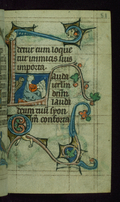Image for Leaf from Book of Hours: None from Hours of the Virgin, Initial L with John the Evangelist