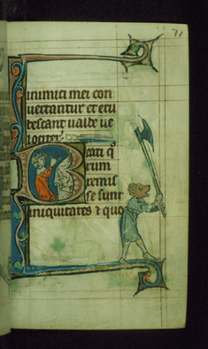 Image for Leaf from Book of Hours: Seven Penitential Psalms; Initial B with King David Kneeling in Prayer at an Altar