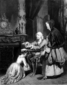 Old Man Blessing a Girl Kneeling