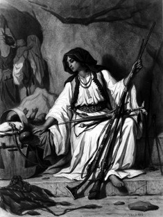 Balkan Woman with Guns Tending a Baby