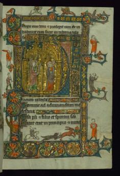 Leaf from Book of Hours: Initial D with Annunciation