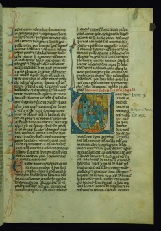 Initial V with Godefroy de Bouillon and Four Knights