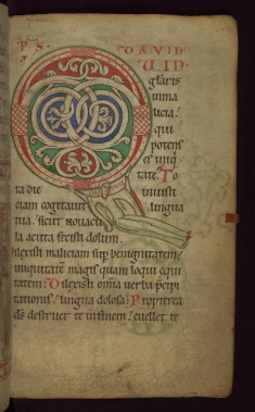 Leaf from Claricia Psalter: Claricia Swinging on Initial Q