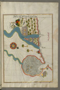 Map of the River Nile Estuary with the Cities of Rashid and Burullus on Each Side