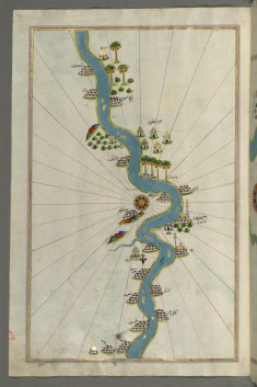 Map of the River Nile with Various Oases on Each Side