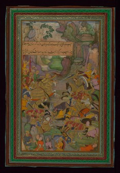 Single Leaf of a Battle Scene from the Baburnamah