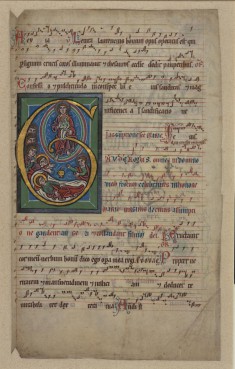 Initial "G" with the death and assumption of the Virgin