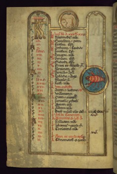 June Calendar with Man with a Scythe and Cancer in roundels