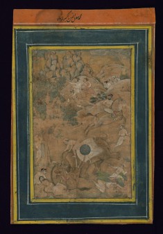 Single Leaf of Emperor Akbar Controlling an Enraged Elephant