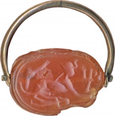 Scarab with a Sphinx Set in a Swivel Ring