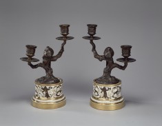 Pair of Candlesticks with Sleeping Pheasants