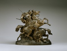Two Arab Horsemen Killing a Lion