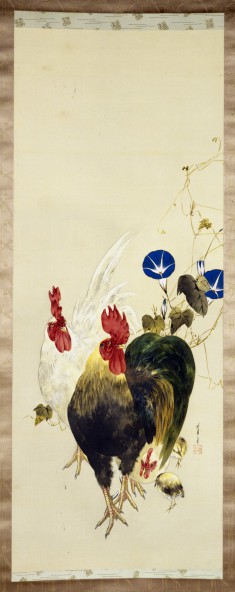 Roosters, Chicks, and Morning Glories