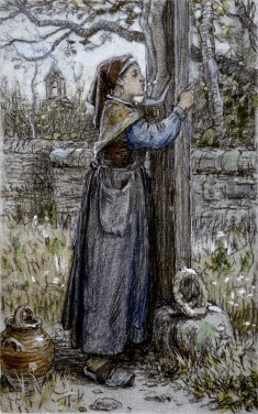 Peasant Woman Embracing Crucifix