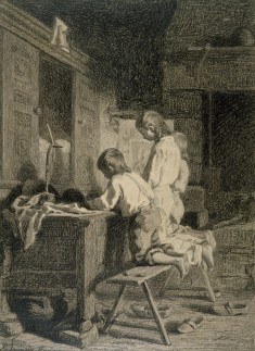 Interior with Three Boys Kneeling