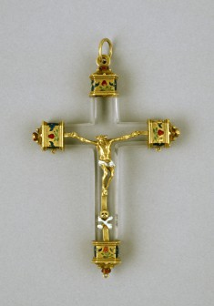 Crucifix with Strawberries and Pansies