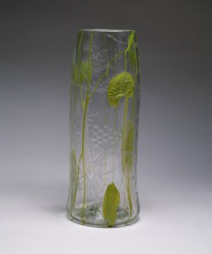 Tall Vase with Lily Pads and Wild Carrots