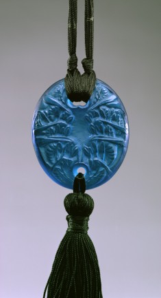 Blue Oval Pendant with Wasps