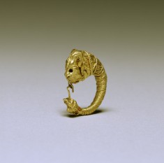 Greek Hoop Earring with Lion Head