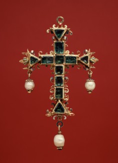 Pendant Cross with Emeralds