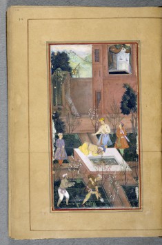 A Garden Scene with a Man (Probably the Poet Himself) Kissing the Prince's Feet