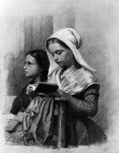 Girls At Prayer In Church