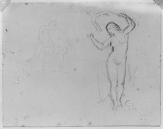 Woman with hands above her head