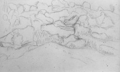 Rough sketch of landscape with rocks