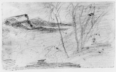 Sketch of landscape with hills and trees