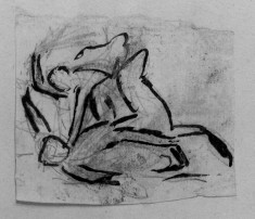 Sketch of two men fighting