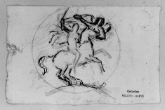 Sketch for medal of man on horse,victory