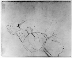 Sketch of head and torso of man in armor