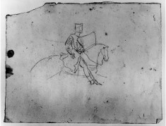 Sketch of man in armor on a horse