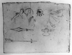 Studies of Heads, Arms and Drapery