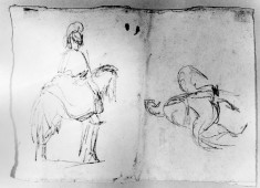 Studies of man on horse after gericault