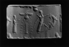 Cylinder Seal with a Contest Scene and a Cultic Scene